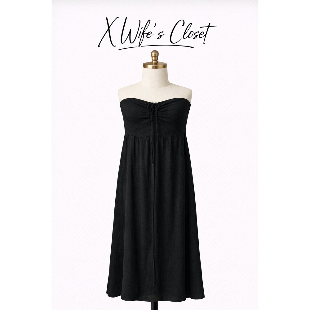 H&M Womens Strapless Tube Midi Dress or Long Skirt Black Size Large